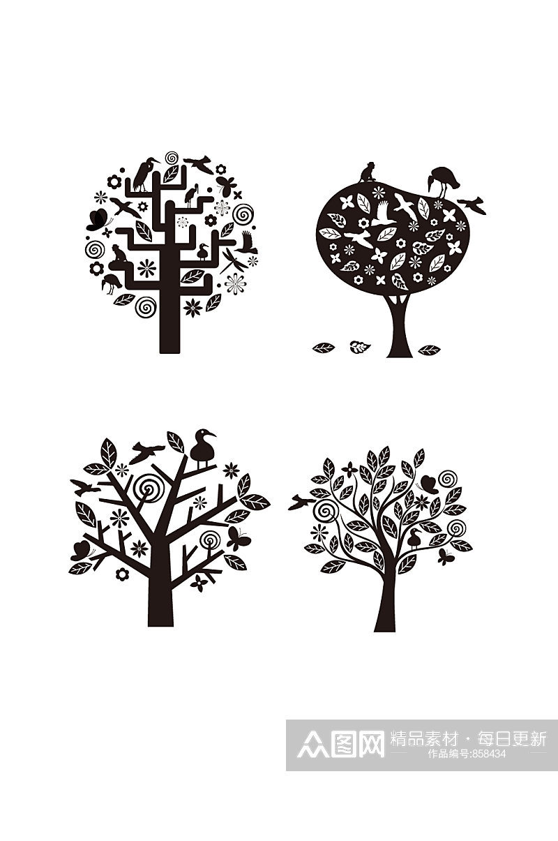 矢量装饰纹理树木图案素材
