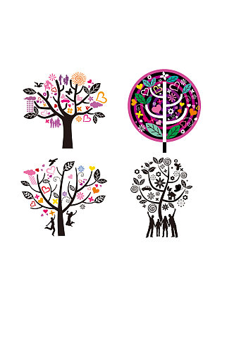矢量装饰纹理个性创意树木图案
