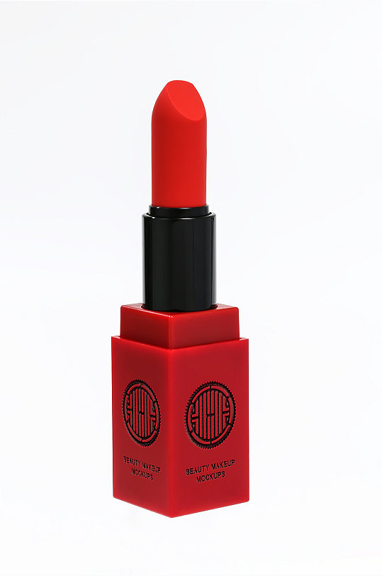 红色国潮口红彩妆产品展示宣传样机