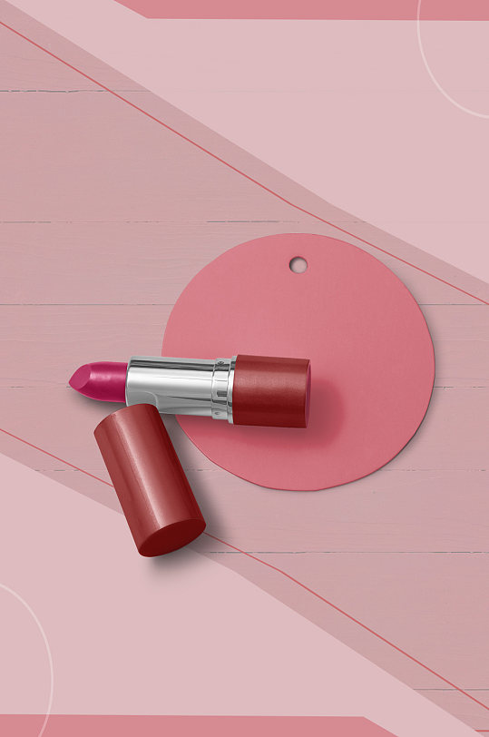 粉紫色口红彩妆产品展示宣传样机