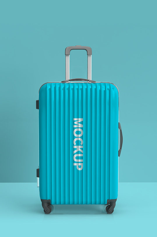 行李箱宣传蓝绿色展示样机