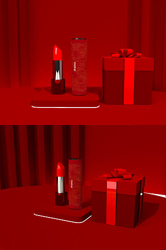 口红礼盒彩妆产品展示宣传样机