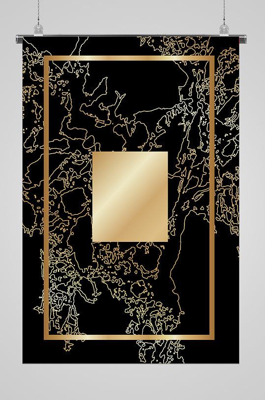 高端鎏金海报长方形免扣背景