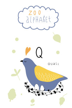 可爱动物蓝色小鸟宣传海报