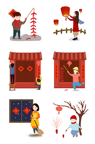 新年庆贺放鞭炮中国风元素宣传