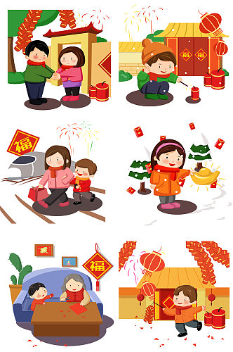 新年庆贺鞭炮中国风元素宣传