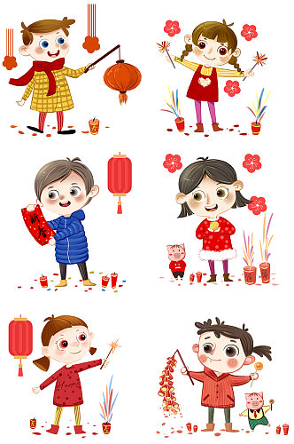 新年庆贺儿童元素中国风元素宣传
