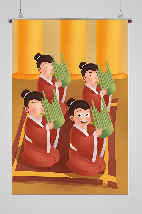 滥竽充数寓言故事插画