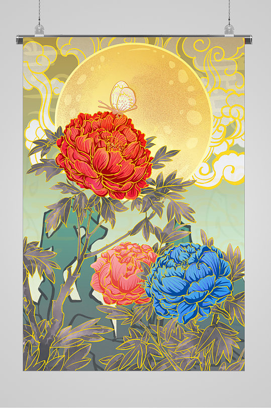 牡丹花背景海报图片-牡丹花背景海报设计素材-牡丹花背景海报模板下载