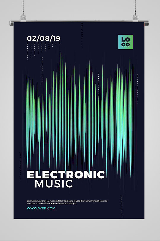 竖纹波动艺术波纹彩色流纹海报