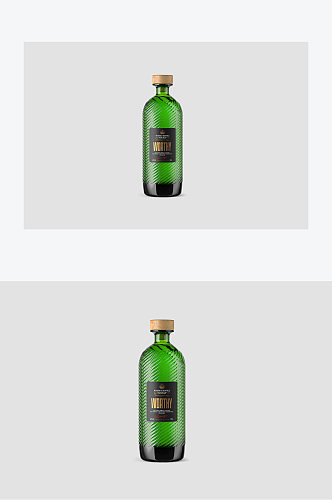 绿色玻璃瓶饮料瓶设计展示样机
