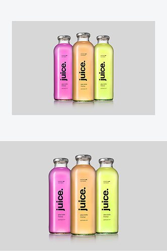 三色饮料瓶设计展示样机