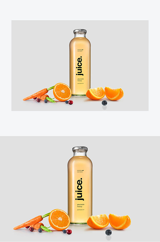 橙汁饮料瓶设计展示样机