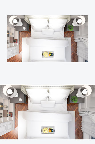 卧室床铺展示俯视图宣传样机
