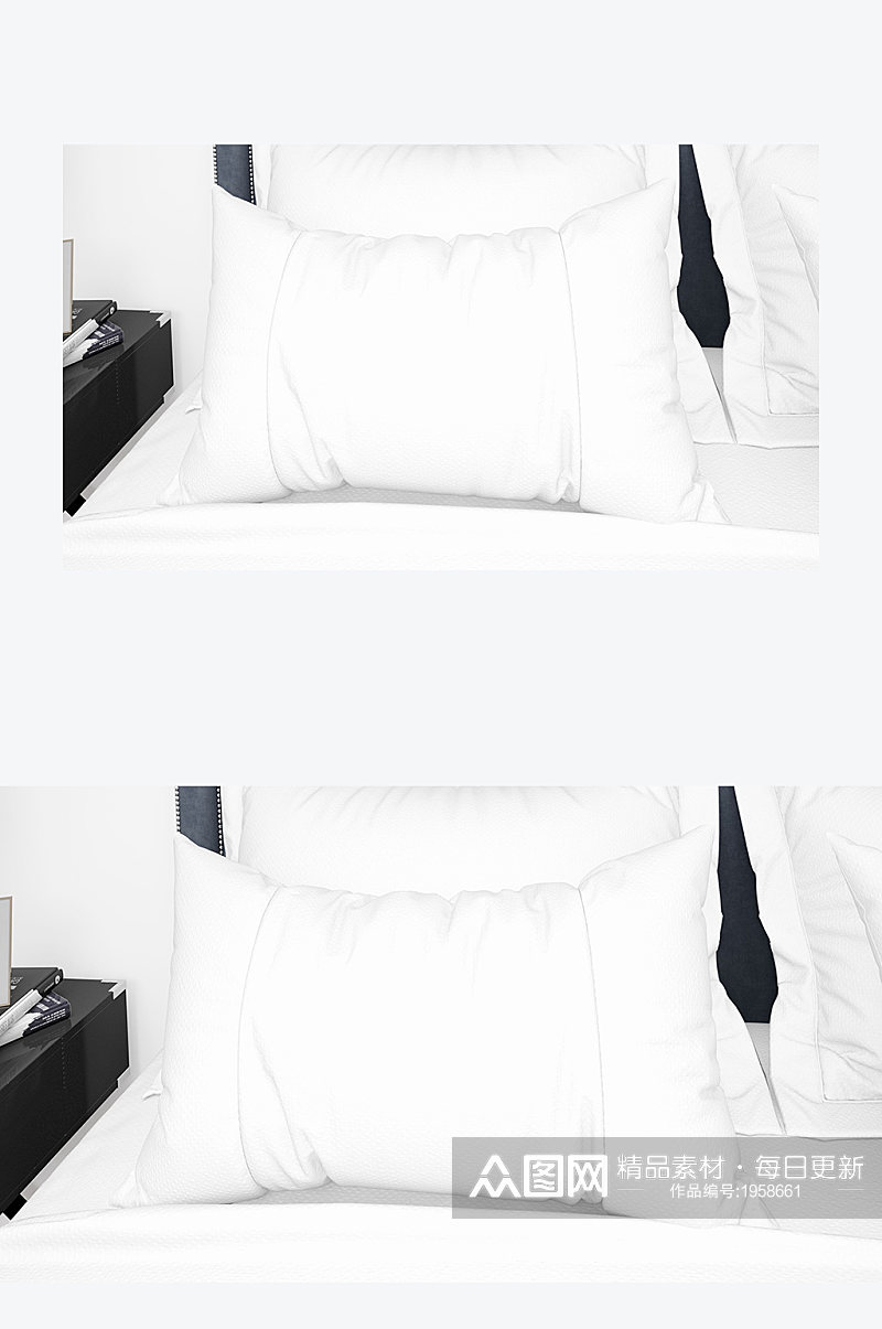 卧室床铺枕头展示宣传样机素材
