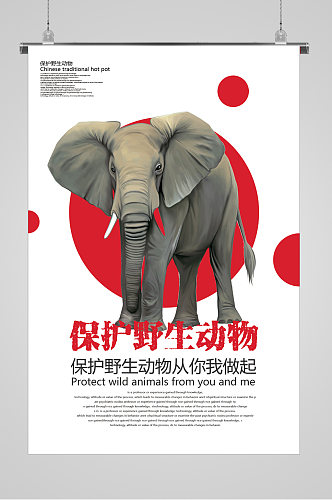 世界动物日保护野生动物大象海报
