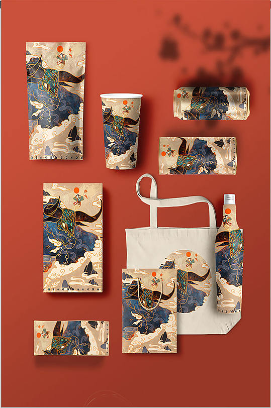 餐饮品牌套装国潮文创样机