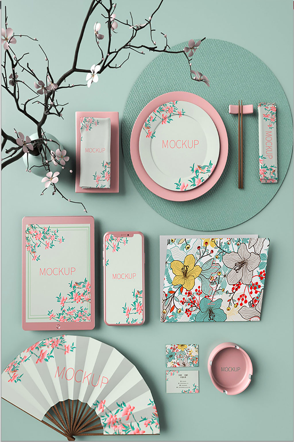清新品牌套组国潮文创样机模板下载-编号1885196-众图网