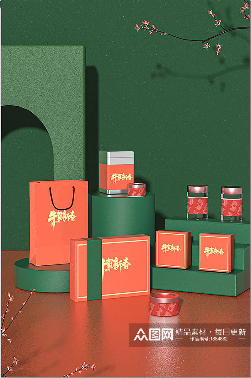 中国年包装展示国潮文创样机素材