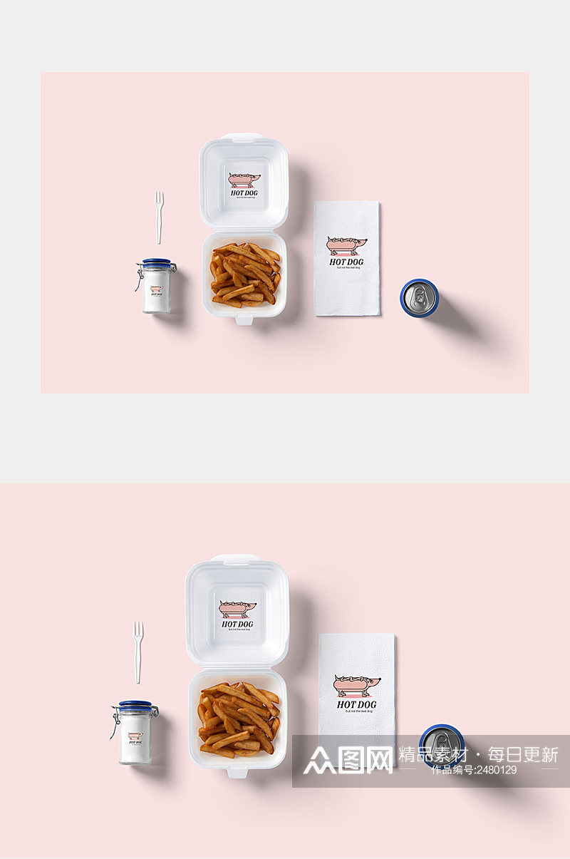 粉色背景食品包装展示样机素材