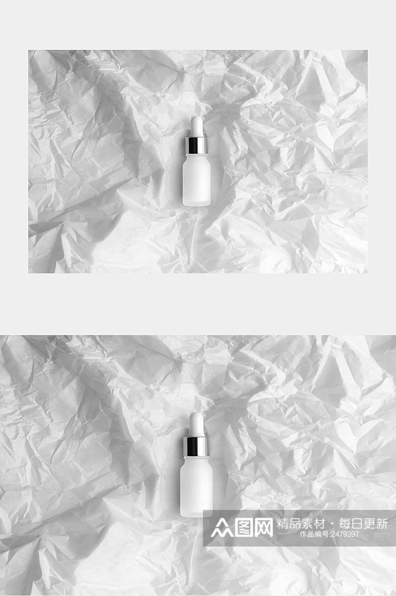 白色丝绸护肤品瓶器样机素材