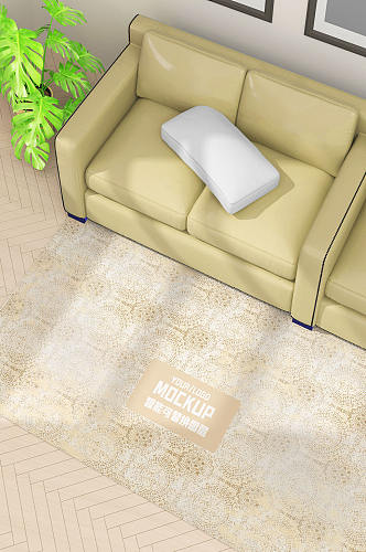 客厅沙发地毯贴图样机