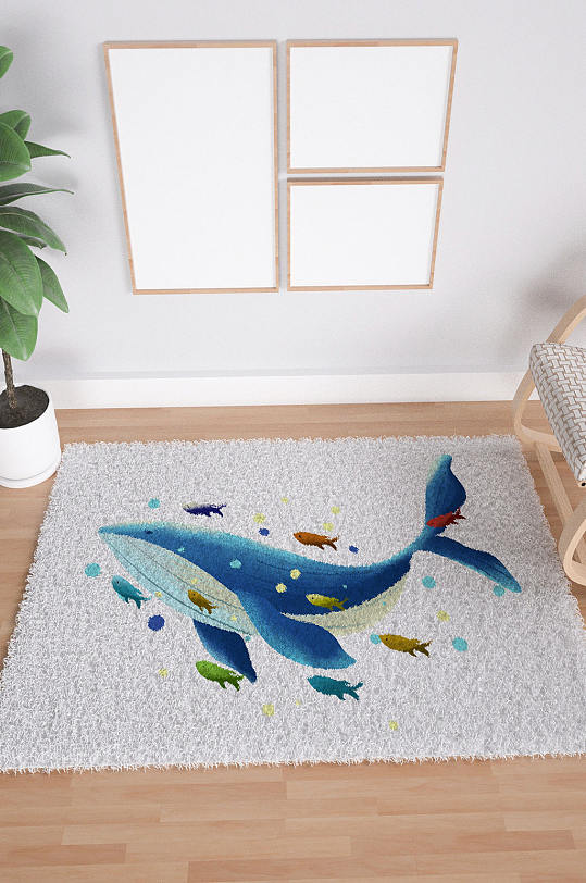 现代鲸鱼贴图地毯样机