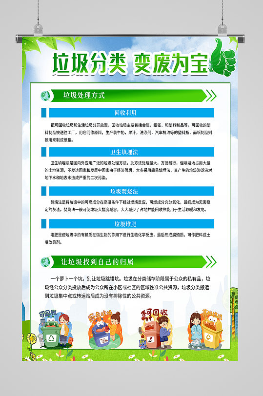 垃圾分类变废为宝说明海报-众图网