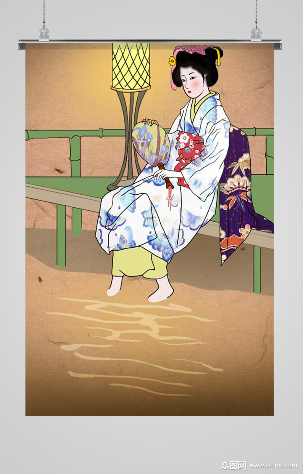 泡脚的女人仕女图日本艺伎花魁