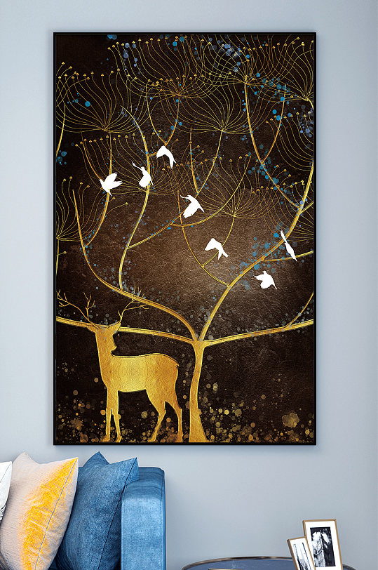 回望的小鹿装饰画-众图网