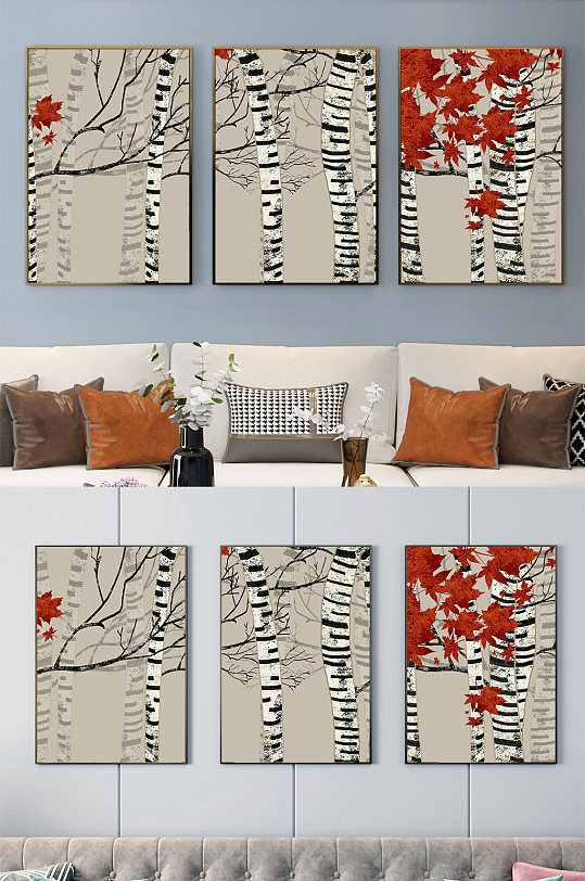 火红的枫叶装饰画