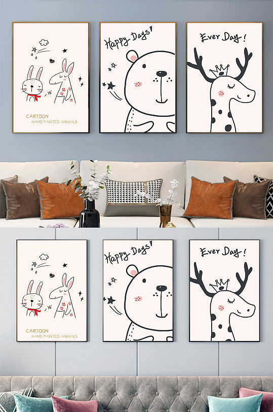 动物装饰画可爱动物-众图网