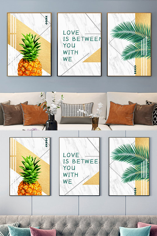 客厅装饰画菠萝水果-众图网