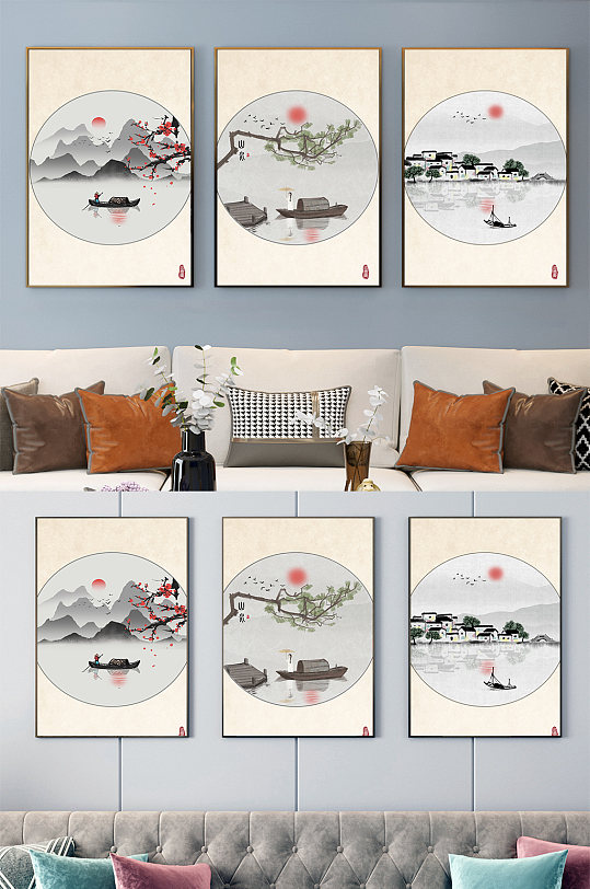 中国风水墨山水装饰画-众图网