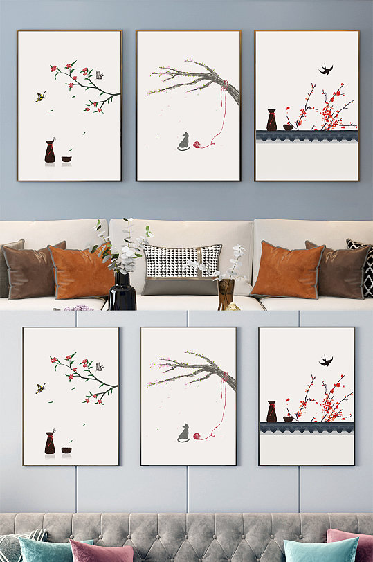 禅意水墨新中式装饰画-众图网