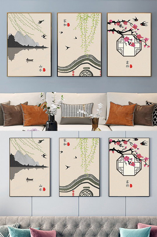 中式工笔花鸟装饰画-众图网