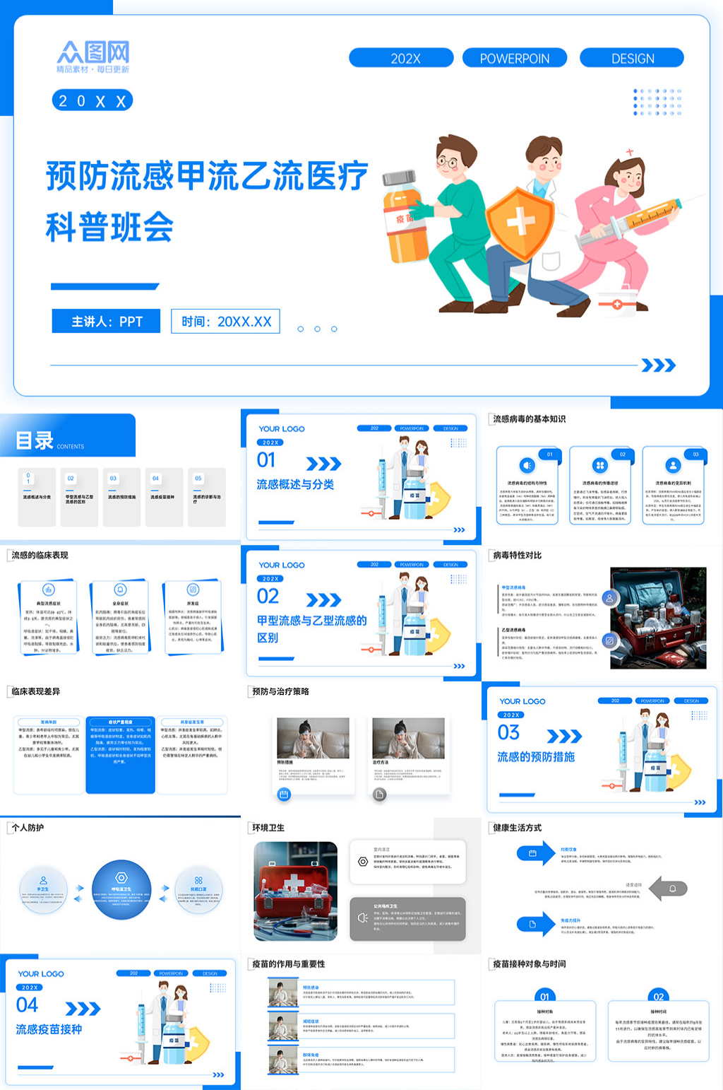 預(yù)防流感甲流乙流醫(yī)療科普班會(huì)PPT素材