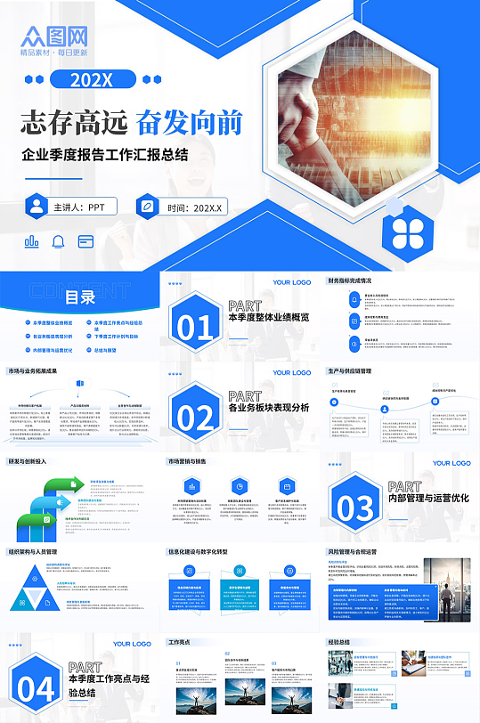 企业季度报告工作汇报总结PPT