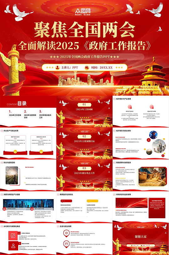 2025年全国两会政府工作报告PPT