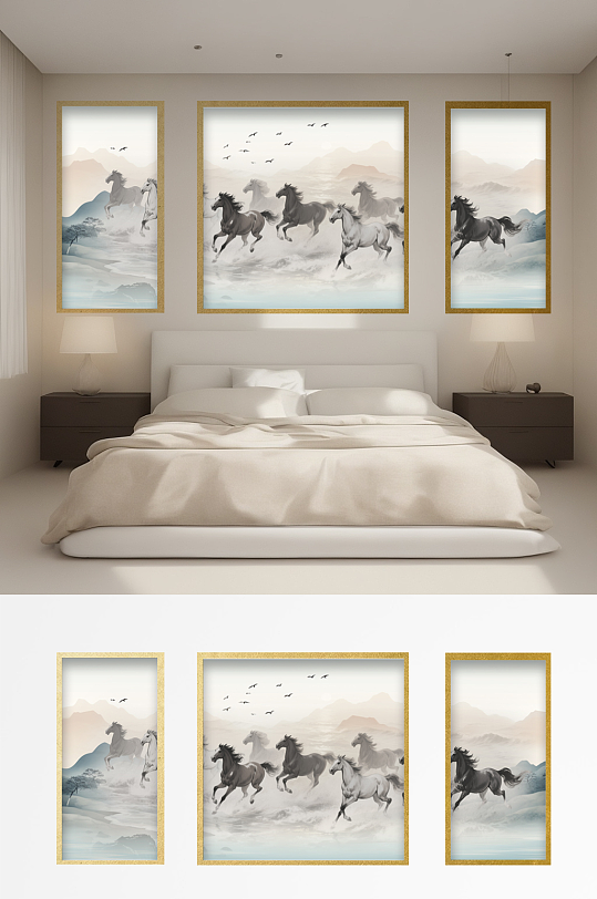 马到成功八骏图分层装饰画-众图网
