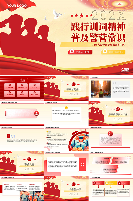 110人民警察节警营知识PPT-众图网