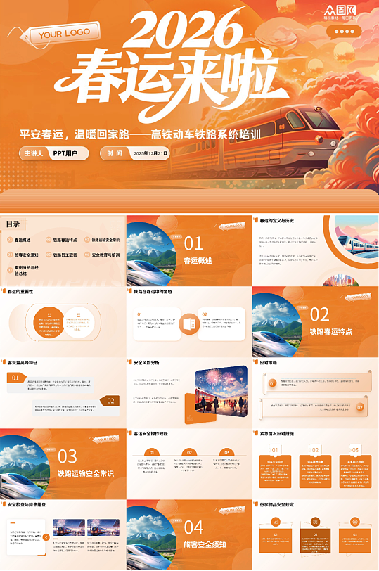 平安春运高铁动车铁路系统培训PPT-众图网