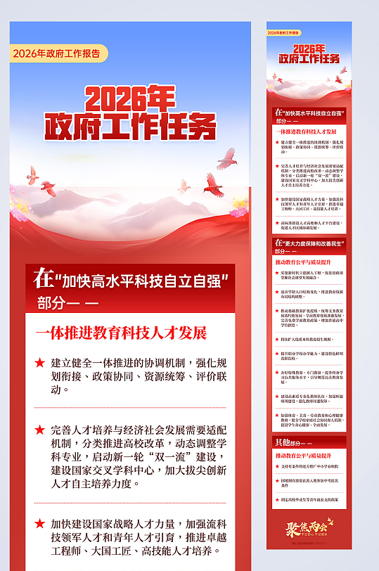 2026年政府工作报告聚焦两会长图海报-众图网