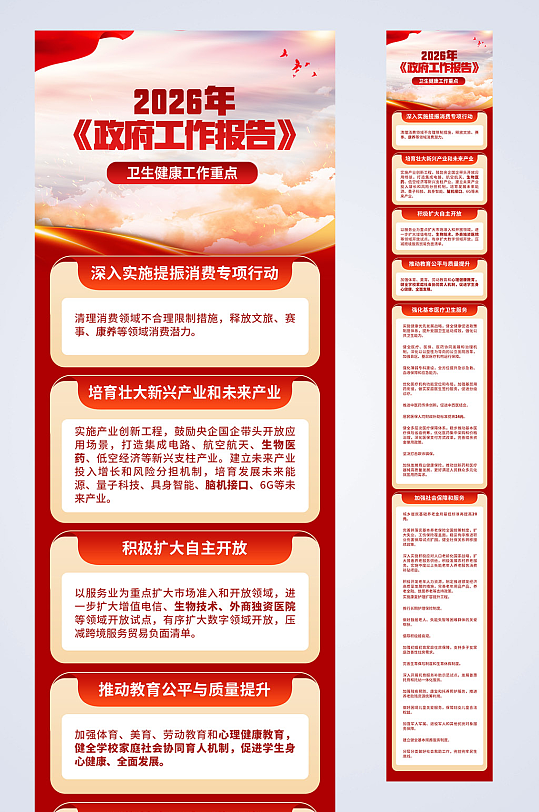2026年政府工作报告聚焦两会长图海报-众图网