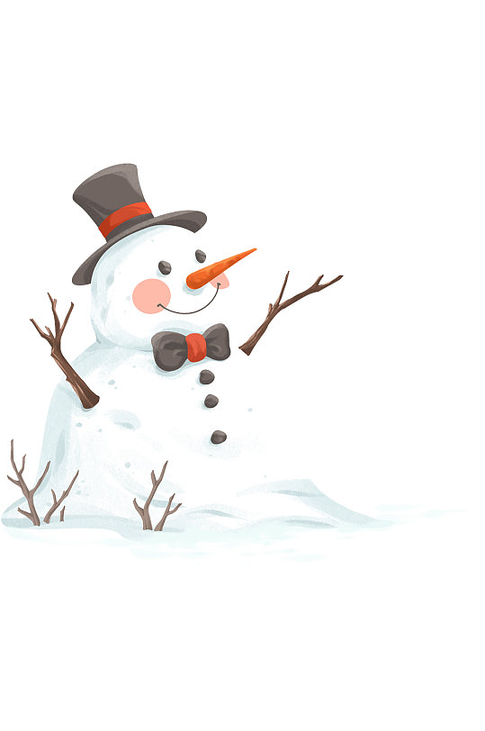 手绘插画冬季雪人素材