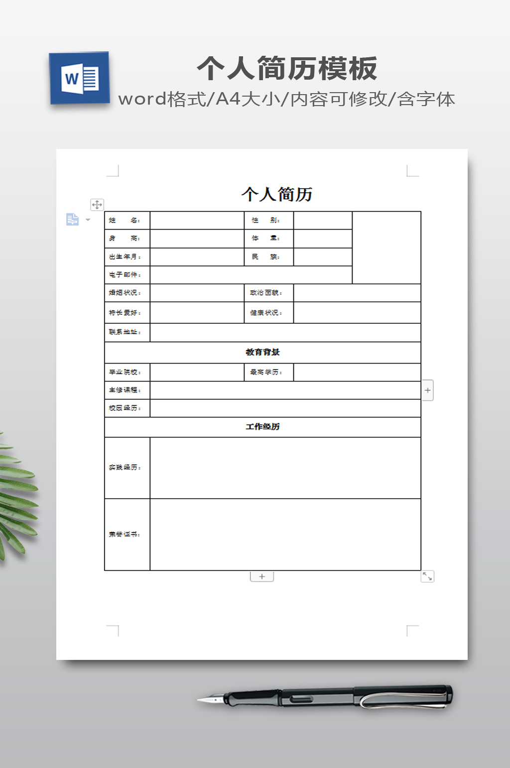 表格简历WORD模板素材
