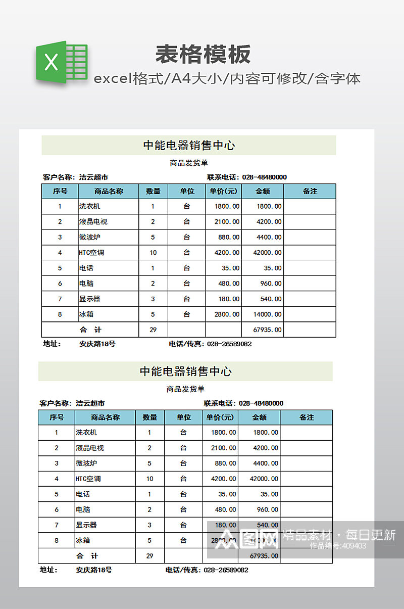 销售中心业绩分析表素材