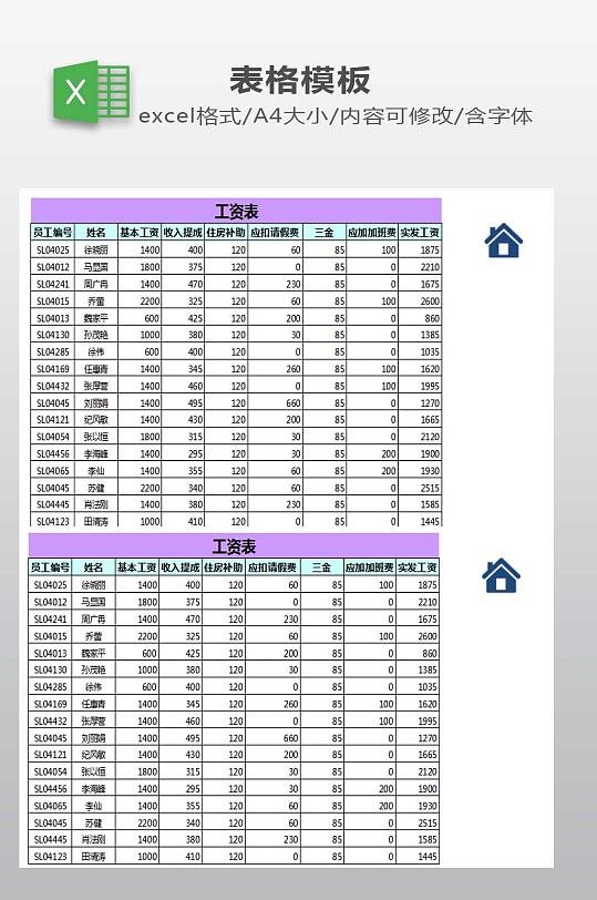 工资表EXCEL模板