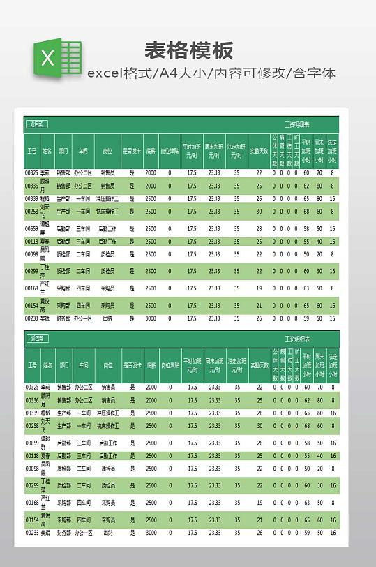 工资明细表设计下载-众图网