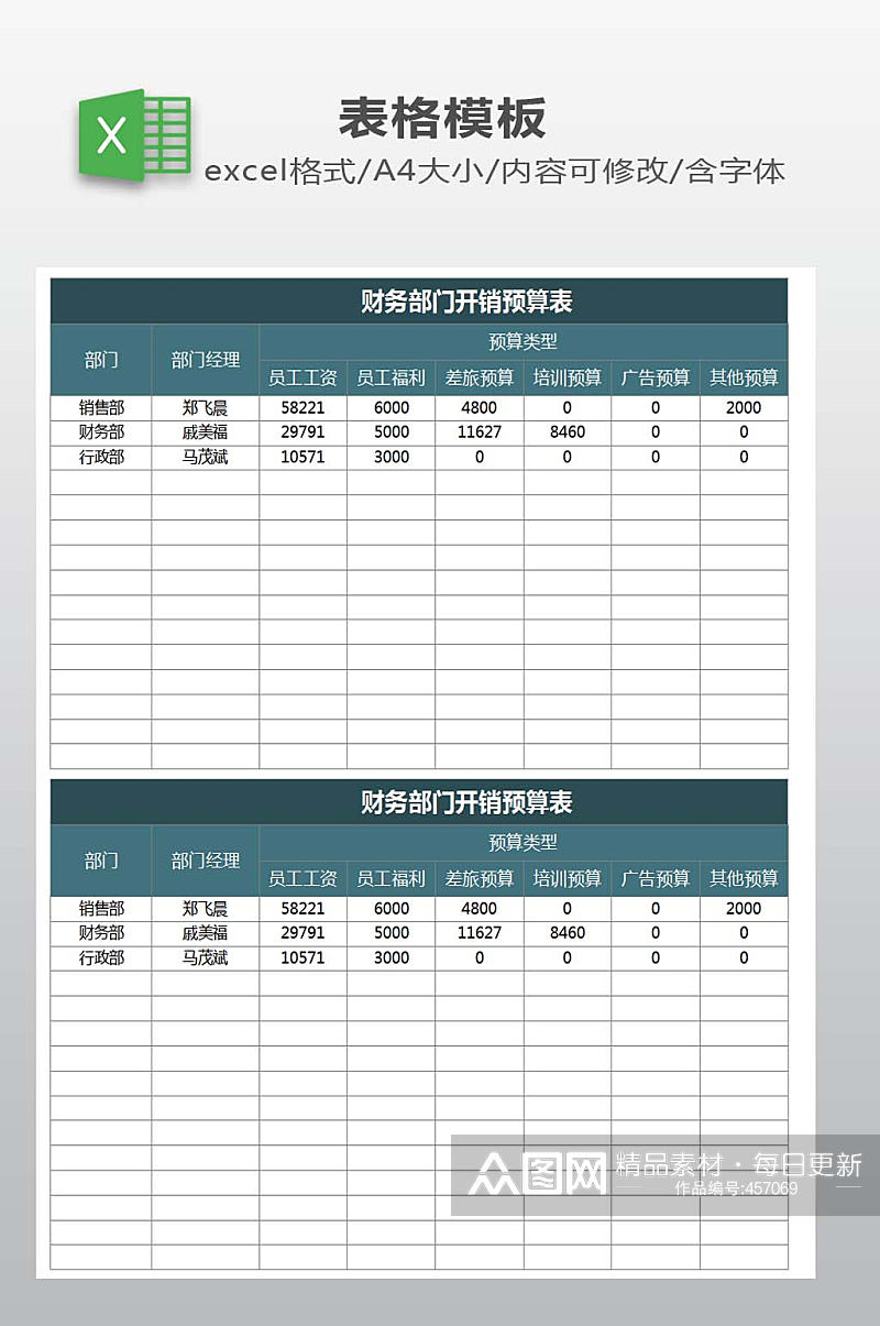 财务开销预算表下载素材